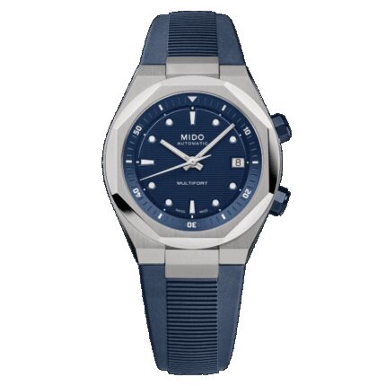 Montre Mido Multifort Multifort 8 Two Crowns Cadran Bleu Bracelet Caoutchouc