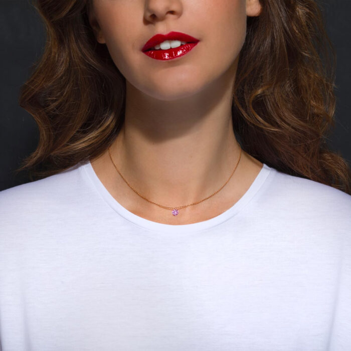 Collier La Brune & La Blonde Confetti Solitaire Saphir Rose 0,50 ct – Image 2