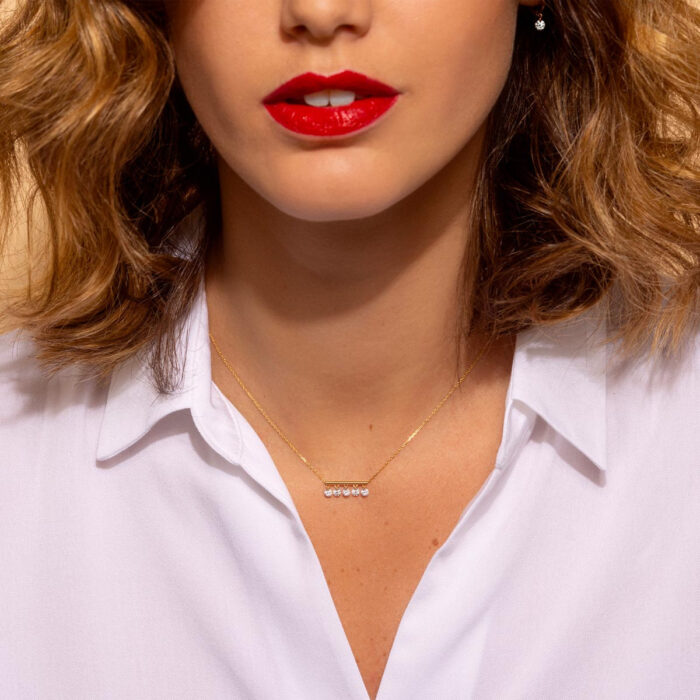 Collier La Brune & La Blonde Pampilles 5 Diamants Or Jaune – Image 2