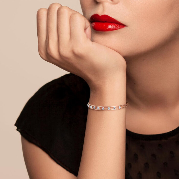 Bracelet Double Jonc La Brune & La Blonde Hula Hoop 11 Diamants Or Jaune – Image 3