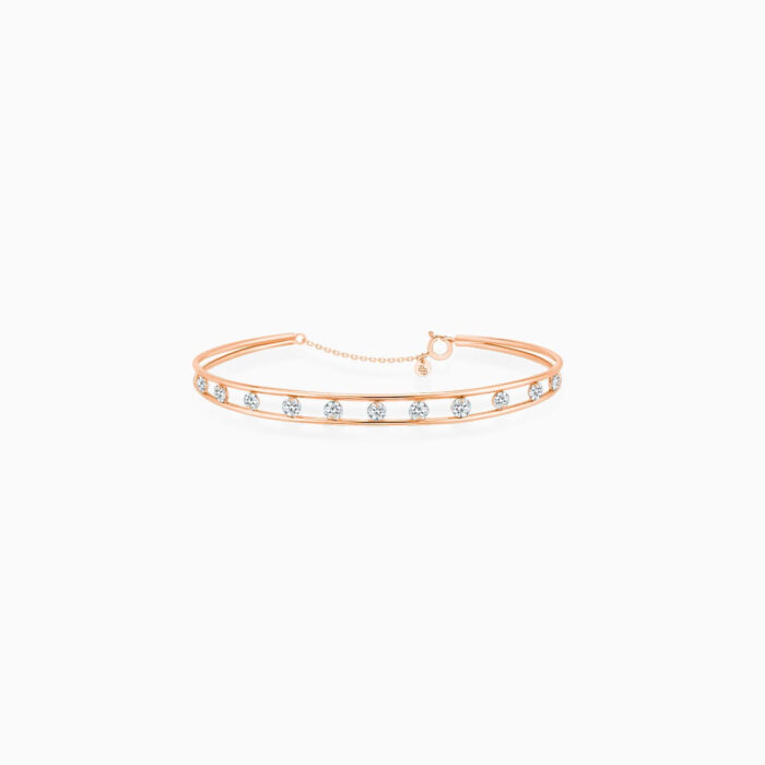Bracelet Double Jonc La Brune & La Blonde Hula Hoop 11 Diamants Or Jaune – Image 4