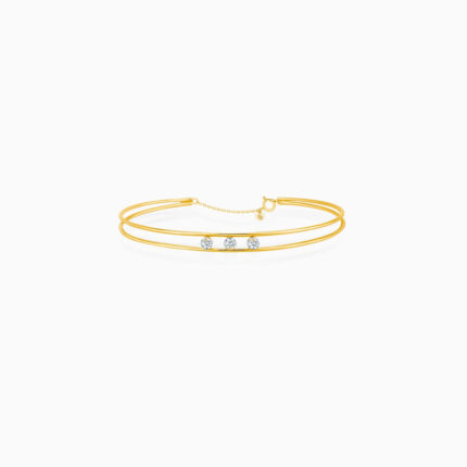 Bracelet Double Jonc La Brune & La Blonde Hula Hoop 3 Diamants Or Jaune