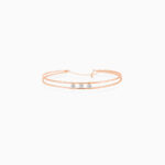 Bracelet Double Jonc La Brune & La Blonde Hula Hoop 3 Diamants Or Jaune – Image 4