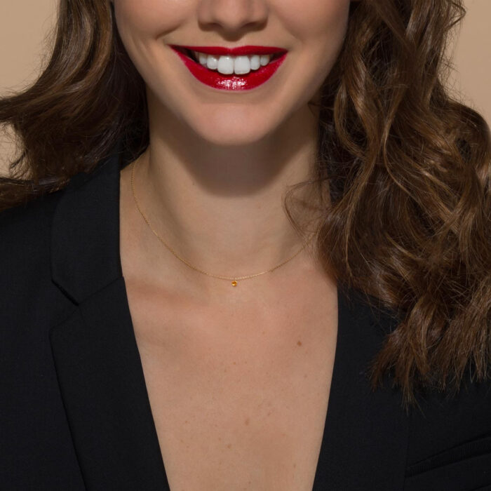 Collier La Brune & La Blonde Confetti Solitaire Saphir Orange 0,15 ct – Image 2