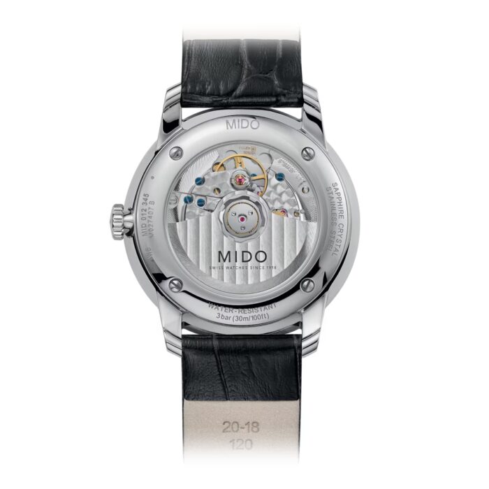 Montre Mido Baroncelli Heritage 39mm Cadran Blanc Bracelet Cuir Noir – Image 2