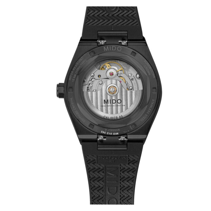 Montre Mido Multifort 8 One Crown PVD Noir Bracelet Caoutchouc – Image 2
