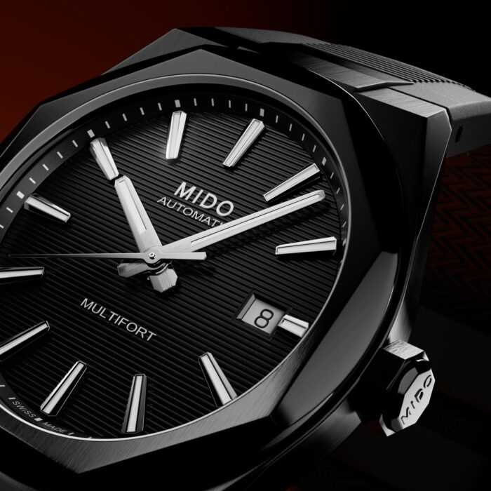 Montre Mido Multifort 8 One Crown PVD Noir Bracelet Caoutchouc – Image 5