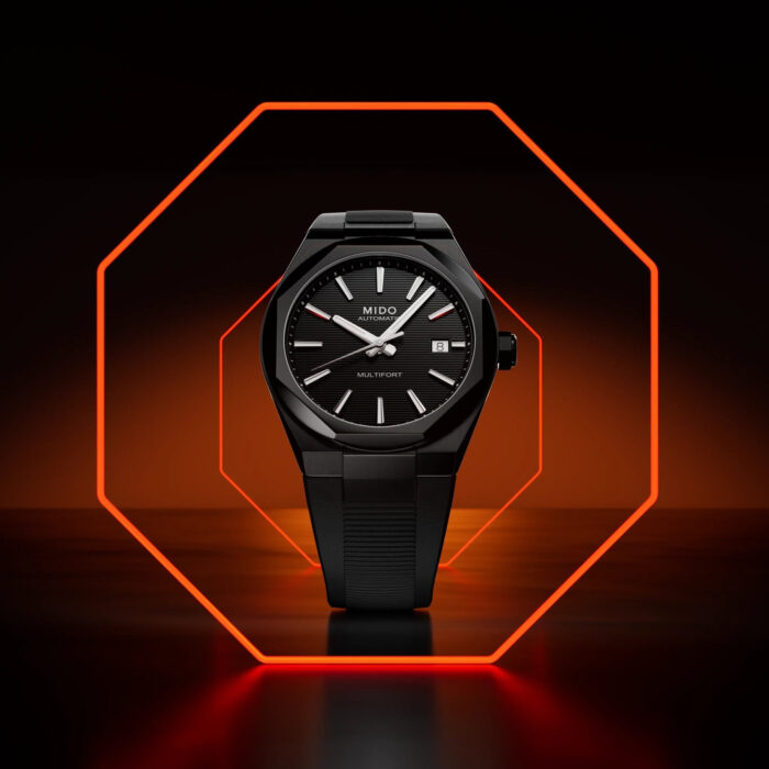 Montre Mido Multifort 8 One Crown PVD Noir Bracelet Caoutchouc – Image 7