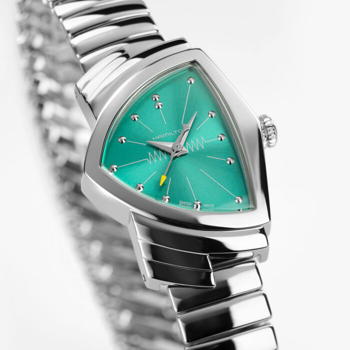 Montre Hamilton Ventura S 24mm Quartz Cadran Turquoise Bracelet Acier – Image 3