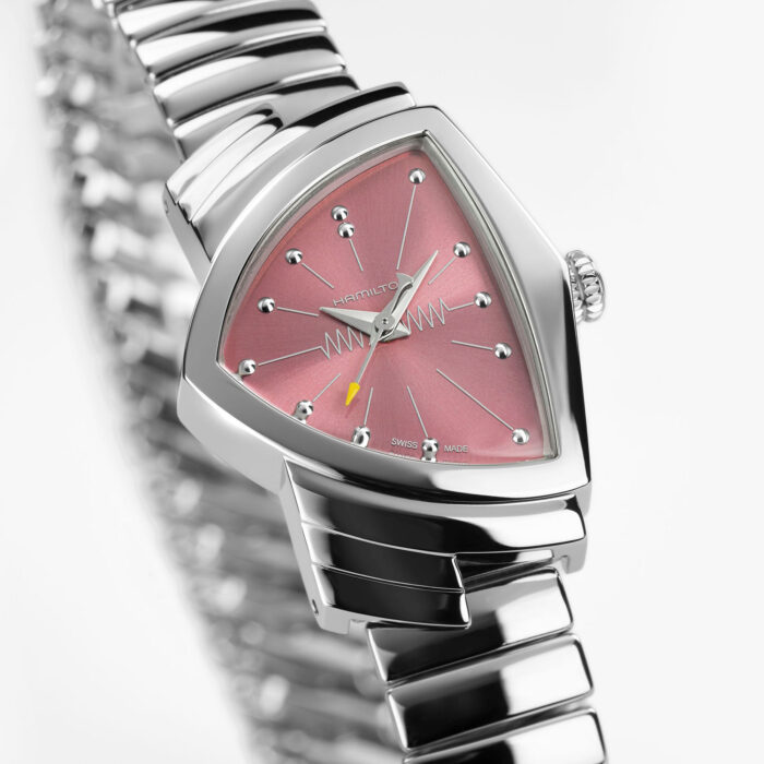 Montre Hamilton Ventura S 24mm Quartz Cadran Rose Bracelet Acier – Image 3