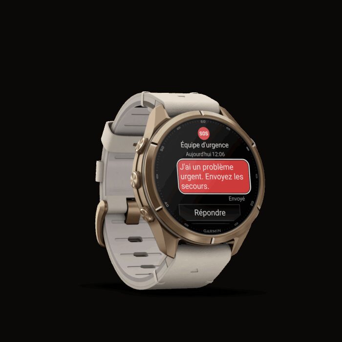 Montre Garmin Fenix 9 Pro inReach 43 mm Titane doré Cuir – Image 12