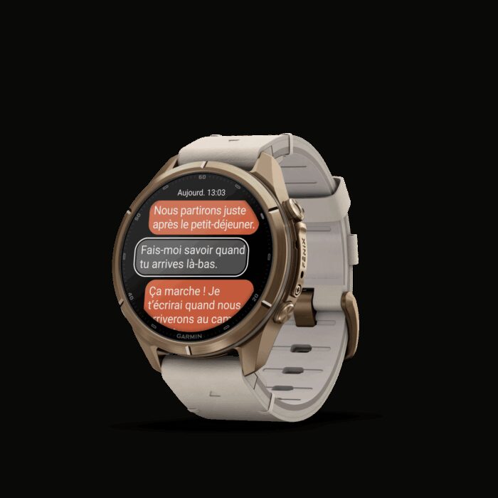 Montre Garmin Fenix 9 Pro inReach 43 mm Titane doré Cuir – Image 4
