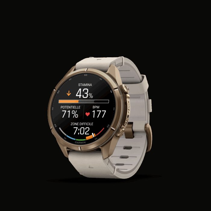 Montre Garmin Fenix 9 Pro inReach 43 mm Titane doré Cuir – Image 6