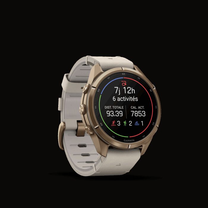 Montre Garmin Fenix 9 Pro inReach 43 mm Titane doré Cuir – Image 8