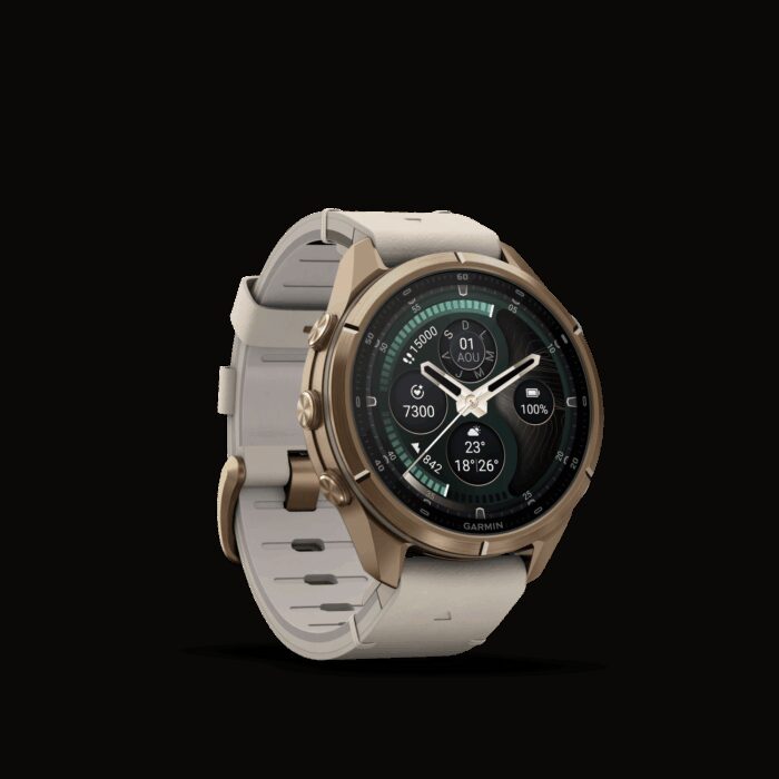 Montre Garmin Fenix 9 Pro inReach 43 mm Titane doré Cuir – Image 9